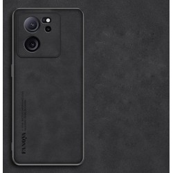 Silikonové pouzdro s koženou látkou pro Xiaomi 13T Pro černé