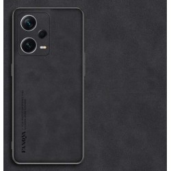 Kožený silikonový kryt pro Xiaomi Redmi Note 12 5G černý