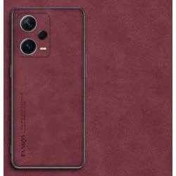 Kožený silikonový kryt pro Xiaomi Redmi Note 12S červený