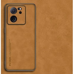 Kožený silikonový kryt pro Xiaomi 13 Lite hnědý