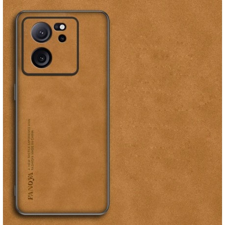 Kožený silikonový kryt pro Xiaomi 13 Lite hnědý