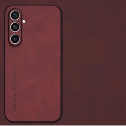 Kožený silikonový kryt pro Samsung Galaxy S23 Ultra červený