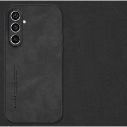 Kožený silikonový kryt pro Samsung Galaxy S21 FE 5G černý
