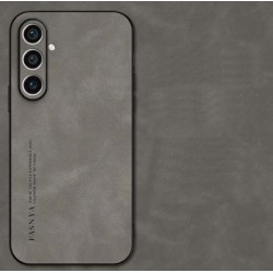 Kožený silikonový kryt pro Samsung Galaxy A34 5G šedý