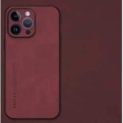 Kožený silikonový kryt pro Apple iPhone 15 Pro červený
