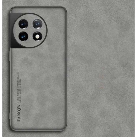 Kožený silikonový kryt pro OnePlus 11 5G šedý
