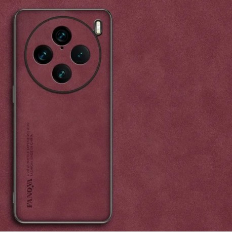 Kožený silikonový kryt pro Vivo X100 Pro 5G červený