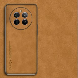 Kožený silikonový kryt pro Realme 12 Pro+ 5G hnědý