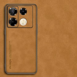 Kožený silikonový kryt pro Infinix Note 40 hnědý