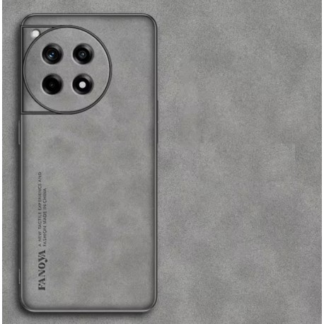 Kožený silikonový kryt pro OnePlus 12R 5G šedý
