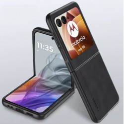 Kožený silikonový kryt pro Motorola Razr 50 černý