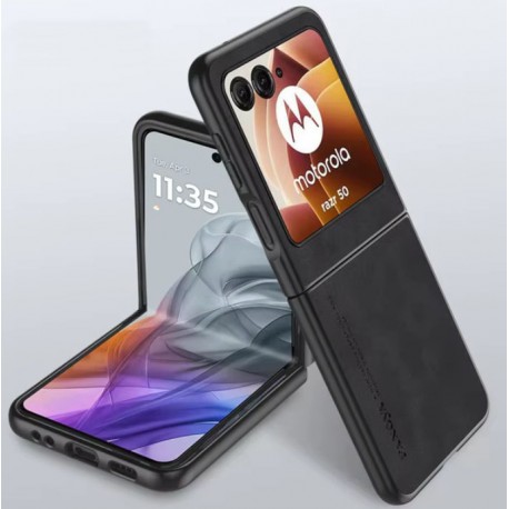Kožený silikonový kryt pro Motorola Razr 50 černý