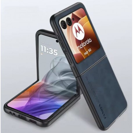Kožený silikonový kryt pro Motorola Razr 50 modrý