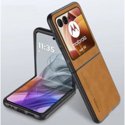 Kožený silikonový kryt pro Motorola Razr 50 hnědý