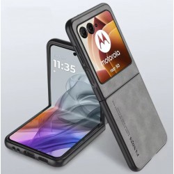 Kožený silikonový kryt pro Motorola Razr 50 šedý