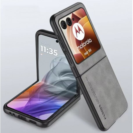 Kožený silikonový kryt pro Motorola Razr 50 šedý