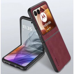 Kožený silikonový kryt pro Motorola Razr 50 červený