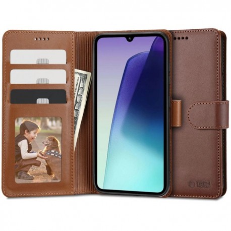 Kožená peněženka Tech-Protect pro Xiaomi Redmi 14C / Poco C75 hnědá