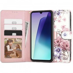 Kožená peněženka Tech-Protect pro Xiaomi Redmi 14C / Poco C75 růžová