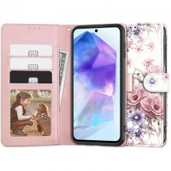 Kožená peněženka Tech-Protect pro Samsung Galaxy A55 5G růžová