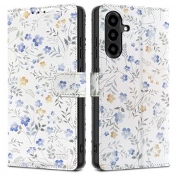 Kožená peněženka Tech-Protect pro Samsung Galaxy A56 5G motiv květiny