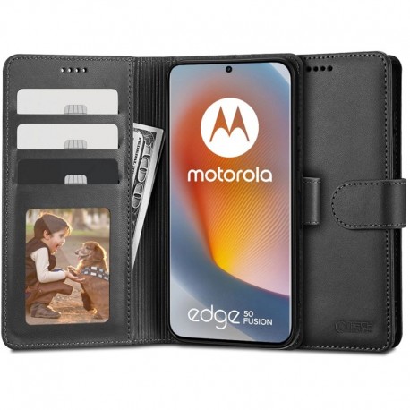 Kožená peněženka Tech-Protect pro Motorola Edge 50 Fusion černá