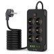 Prodlužovací kabel nabíječka Tech-Protect PC6X6 Power Strip 6x zásuvka + 3x USB-A + 3x USB-C černá