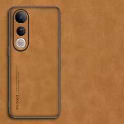 Kožený silikonový kryt pro Vivo V50 Lite hnědý