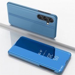 Smart pouzdro Clear View Mirror pro Samsung Galaxy S25 Edge modré