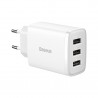 Nabíjecí adaptér do sítě Baseus Compact 3xUSB 17W bílý