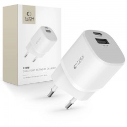Rychlonabíjecí adaptér Tech-Protect C20W Mini PD20W / USB-A QC 3.0 bílý