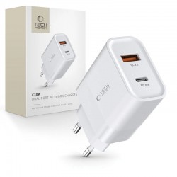 Rychlonabíjecí adaptér Tech-Protect C30W USB-C PD30W / USB-A QC 3.0 bílý