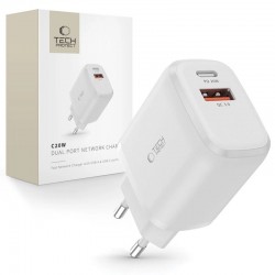 Rychlonabíjecí adaptér Tech-Protect C20W USB-C PD20W / USB-A QC 3.0 bílý