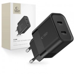 Rychlonabíjecí adaptér Tech-Protect C20W 2x USB-C PD20W černý
