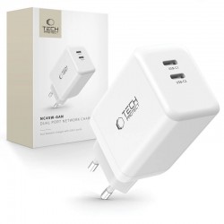 Rychlá nabíječka do sítě Tech-Protect NC45W GaN 2xUSB-C PD45W bílá