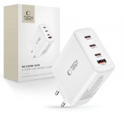 Rychlá nabíječka do sítě Tech-Protect NC100W GaN 3xUSB-C PD100W / USB-A QC 3.0 bílá