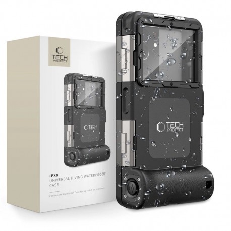 Voděodolné pouzdro Tech-Protect IPX8 pro telefony 4.7" - 6.7" černé