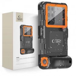 Voděodolné pouzdro Tech-Protect IPX8 pro telefony 4.7" - 6.7" černo-oranžové
