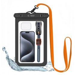 Univerzální vodotěsné pouzdro Tech-Protect UWC9 pro telefony do 7.9" černo-oranžové