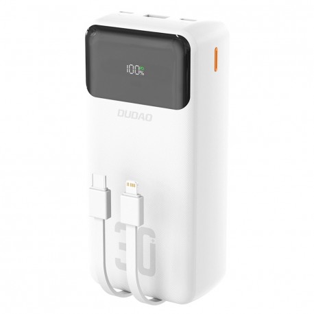 Powerbanka Dudao K15MAX 30000mAh PD22.5W s kabely bílá