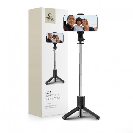 Tech-Protect L02S Bluetooth teleskopická selfie tyč se stativem černá
