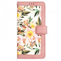 Kožená peněženka Flowers pro Honor 400 Lite 5G růžové kytky