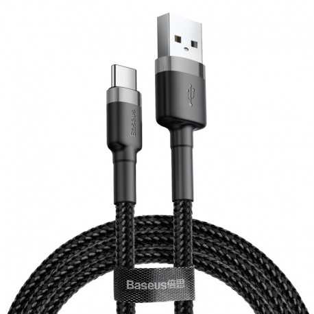 Baseus Cafule opletený nabíjecí kabel USB-A USB-C QC 3.0 1m černo-šedý