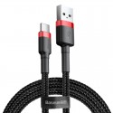 Baseus Cafule opletený nabíjecí kabel USB-A USB-C QC 3.0 1m černo-červený