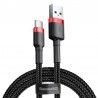 Baseus Cafule opletený nabíjecí kabel USB-A USB-C QC 3.0 1m černo-červený