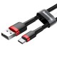 Baseus Cafule opletený nabíjecí kabel USB-A USB-C QC 3.0 1m černo-červený