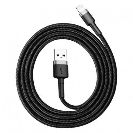 Baseus Cafule opletený nabíjecí kabel USB-A / Lightning 2.4A QC 3.0 1m černo-šedý
