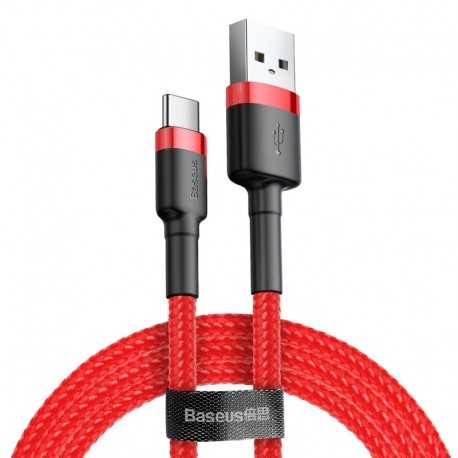 Baseus Cafule opletený nabíjecí kabel USB-A USB-C QC 3.0 2m červený