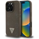 Guess Peony Grained Hot Stamp Triangle MagSafe pouzdro pro iPhone 16 Pro hnědé