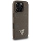 Guess Peony Grained Hot Stamp Triangle MagSafe pouzdro pro iPhone 16 Pro hnědé